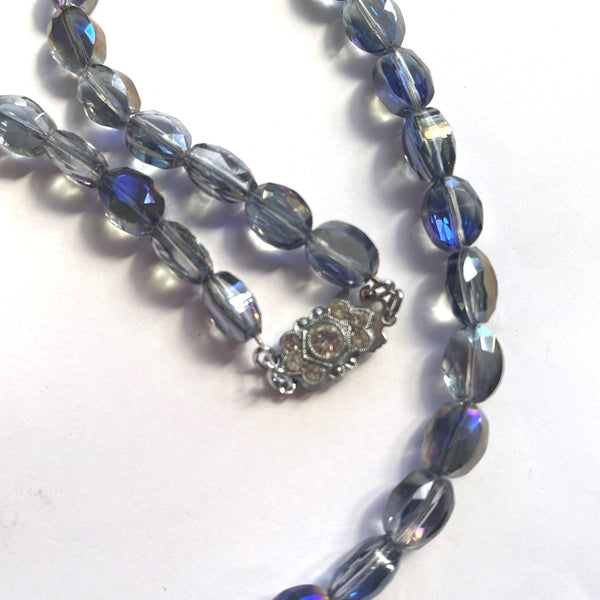 Blue Faceted Glass Bead Vintage Necklace-Vintageonline-Vintage Online