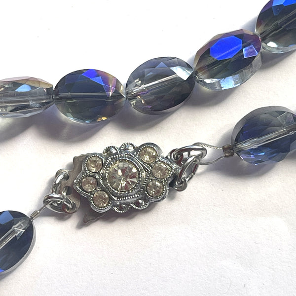 Blue Faceted Glass Bead Vintage Necklace-Vintageonline-Vintage Online