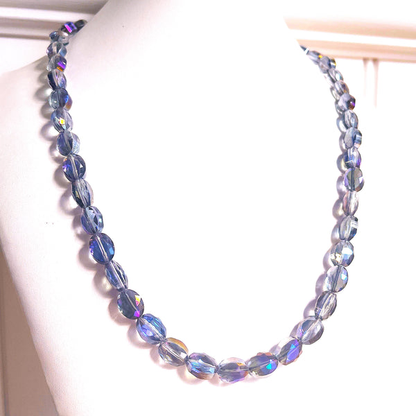 Blue Faceted Glass Bead Vintage Necklace-Vintageonline-Vintage Online