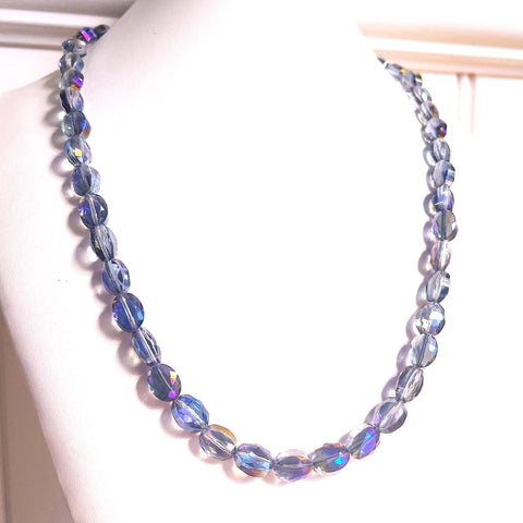 Blue Faceted Glass Bead Vintage Necklace-Vintageonline-Vintage Online