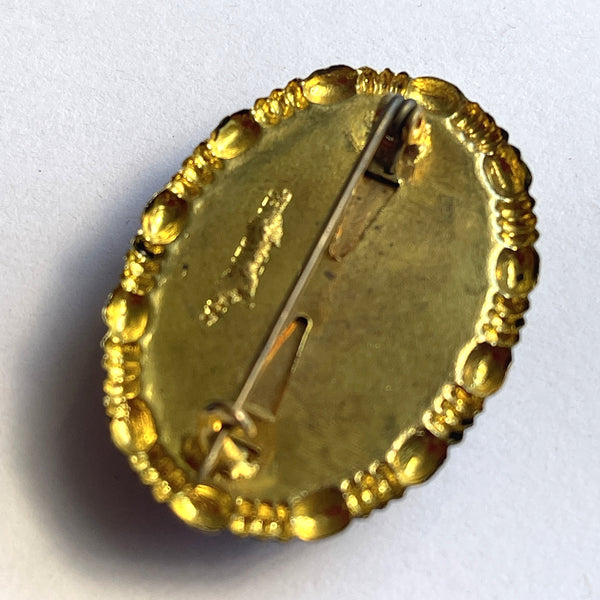 Blue Lapis Style Cabochon Filigree Czech Brooch-Vintageonline-Vintage Online