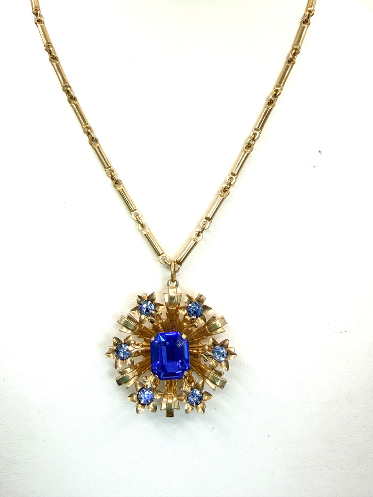 Blue Rhinestone Pendant Chain-Vintageonline-Vintage Online