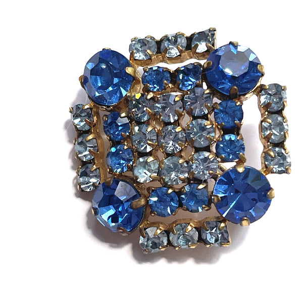 Blue Rhinestone Vintage Brooch-Vintageonline-Vintage Online