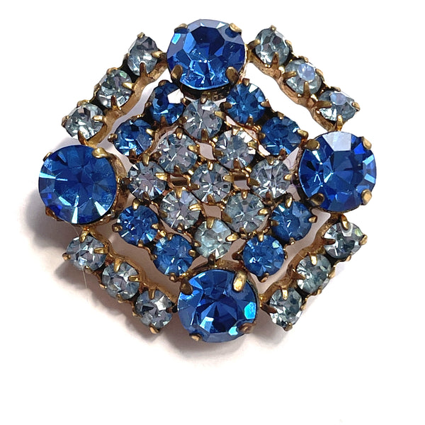 Blue Rhinestone Vintage Brooch-Vintageonline-Vintage Online