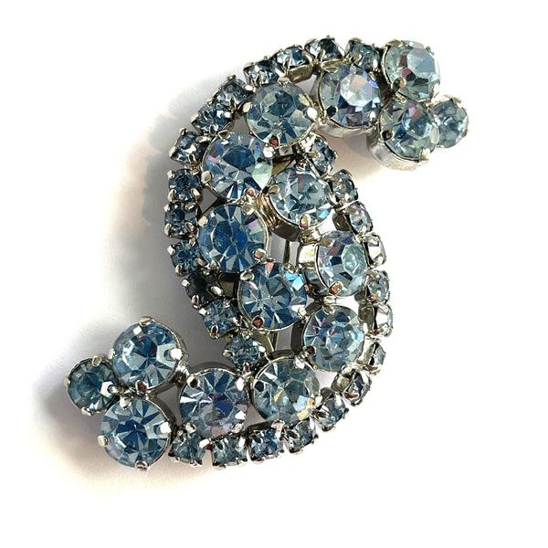 Blue Rhinestone Vintage Brooch-Vintageonline-Vintage Online