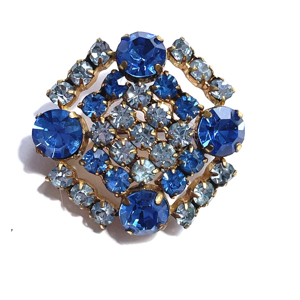Blue Rhinestone Vintage Brooch-Vintageonline-Vintage Online