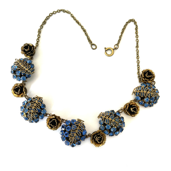 Blue Rhinestone Vintage Necklace-Vintageonline-Vintage Online