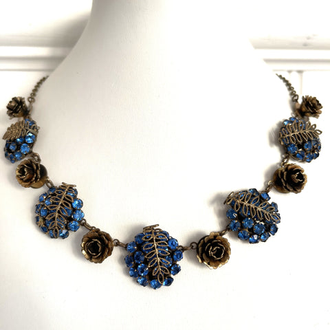 Blue Rhinestone Vintage Necklace-Vintageonline-Vintage Online