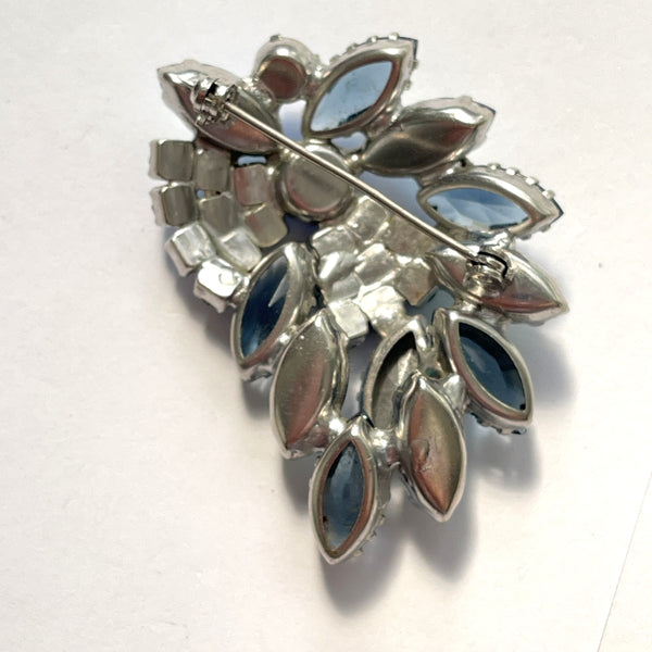 Blue Rhinestones & Aurora Borealis Rhinestone Vintage Brooch-Vintageonline-Vintage Online