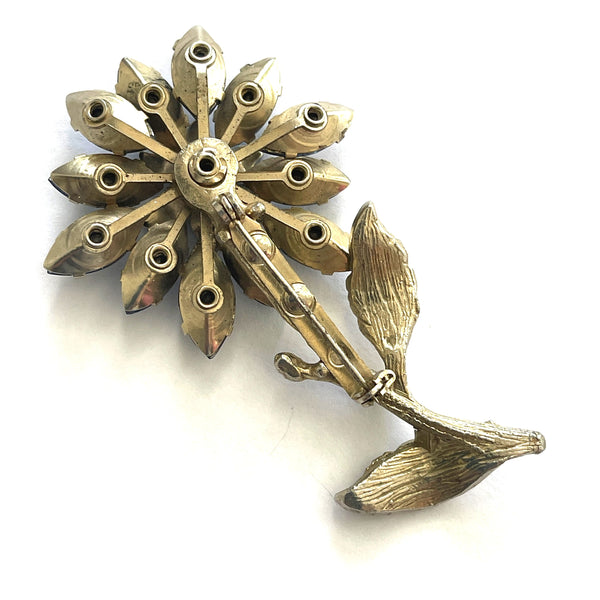 Blue Shades Faceted Rhinestone 60's Vintage Brooch-Vintageonline-Vintage Online