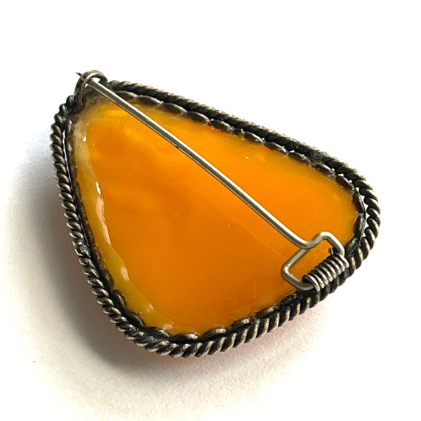 Butterscotch Amber Brooch-Vintageonline-Vintage Online