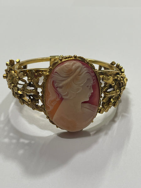 Cameo Filigree Clamper Bracelet-Vintageonline-Vintage Online