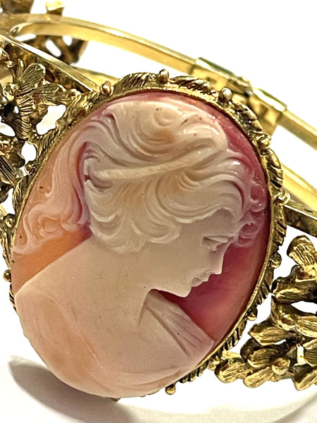 Cameo Filigree Clamper Bracelet-Vintageonline-Vintage Online