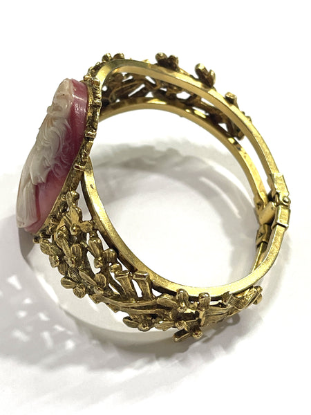 Cameo Filigree Clamper Bracelet-Vintageonline-Vintage Online