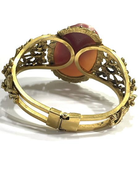 Cameo Filigree Clamper Bracelet-Vintageonline-Vintage Online