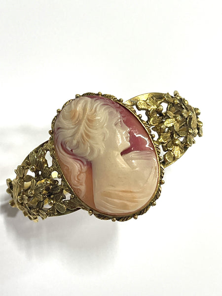 Cameo Filigree Clamper Bracelet-Vintageonline-Vintage Online