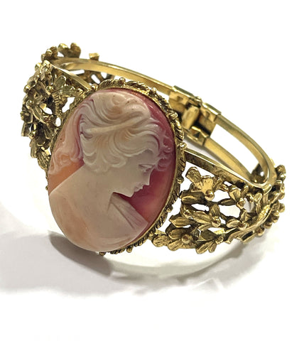 Cameo Filigree Clamper Bracelet-Vintageonline-Vintage Online