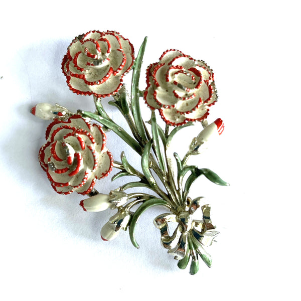 Carnation Birthday Brooch for October by Exquisite UK 1960-Exquisite Jewellery Co, UK-Vintage Online