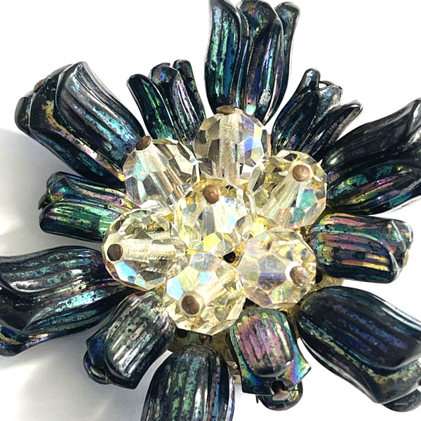 Carnival Glass Bead Vintage Brooch-Vintageonline-Vintage Online