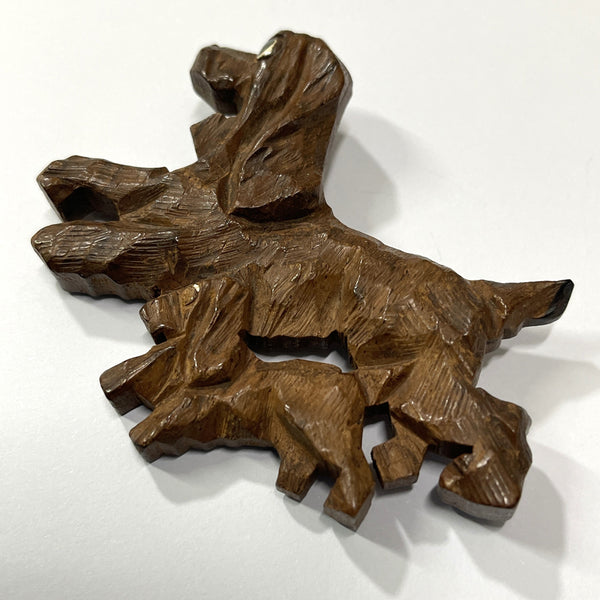 Carved Wooden 1940's Dog Brooch-Vintageonline-Vintage Online