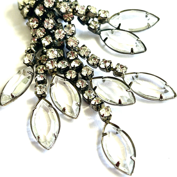 Cascade Rhinestone & Crystal Vintage 60's Earrings-vintageonline-Vintage Online