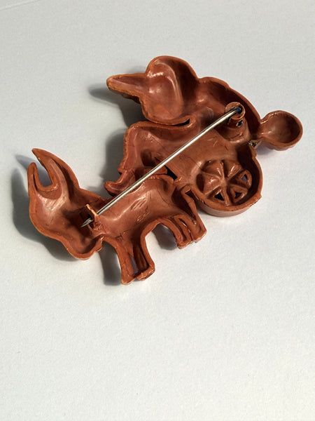 Celluloid 1940's Mexican Man & Donkey Brooch-Vintage Online-Vintage Online