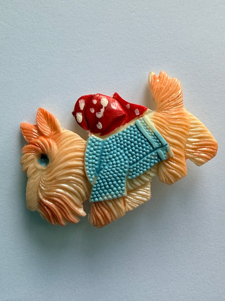 Celluloid Scottie Dog, Mid Century, Japan-Vintageonline-Vintage Online