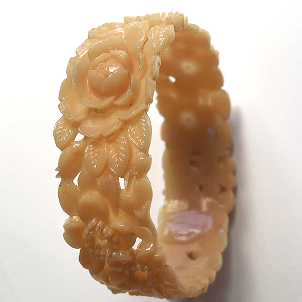 Celluloid Vintage Bangle Retro Roses and Daisies-Vintageonline-Vintage Online
