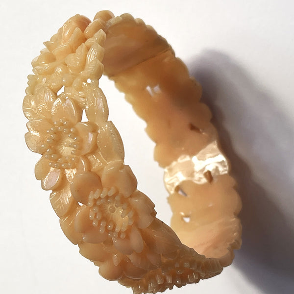 Celluloid Vintage Bangle Retro Roses and Daisies-Vintageonline-Vintage Online