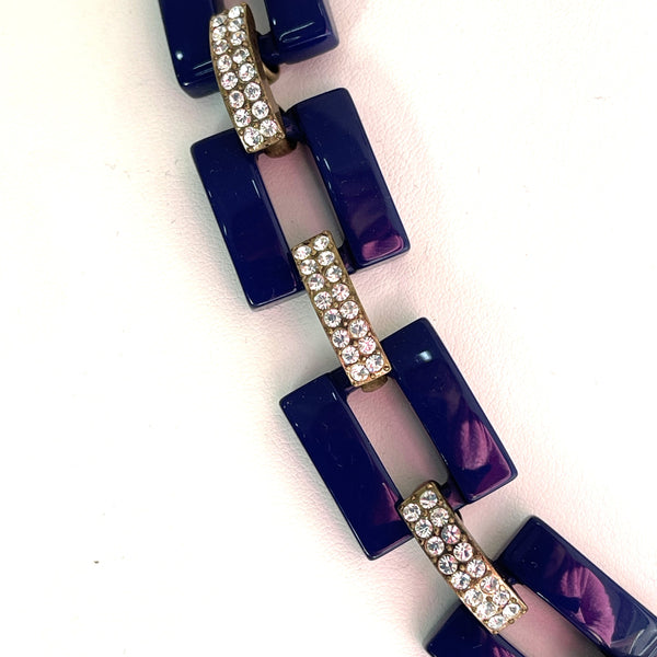 Chain Link J. Crew USA Pave Crystals Vintage Necklace-J Crew-Vintage Online