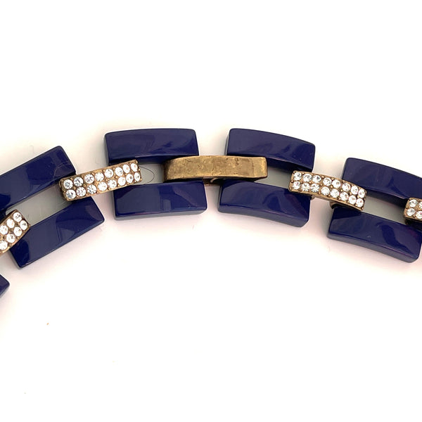 Chain Link J. Crew USA Pave Crystals Vintage Necklace-J Crew-Vintage Online