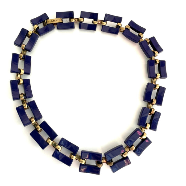 Chain Link J. Crew USA Pave Crystals Vintage Necklace-J Crew-Vintage Online