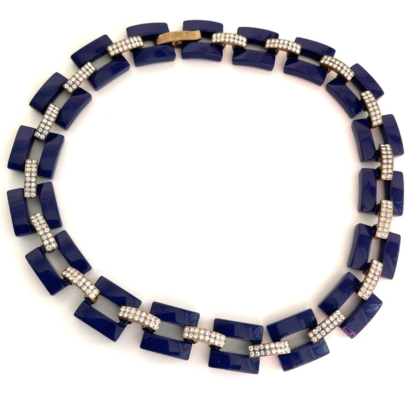 Chain Link J. Crew USA Pave Crystals Vintage Necklace-J Crew-Vintage Online