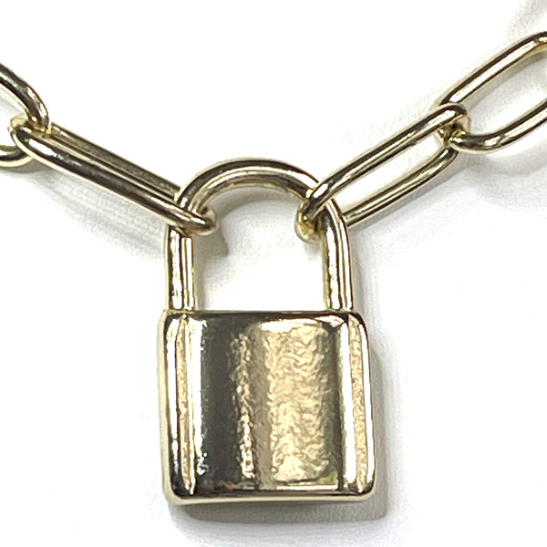 Chain Necklace with Lock Pendant-Vintageonline-Vintage Online