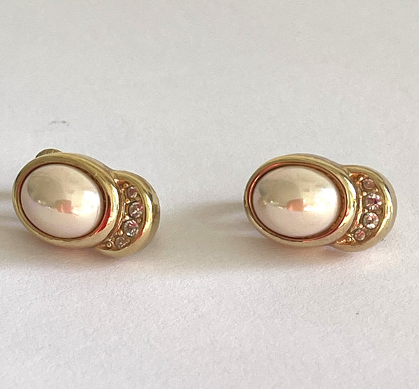 Christian Dior by Grosse Pearl Rhinestone Earrings-Christian Dior-Vintage Online