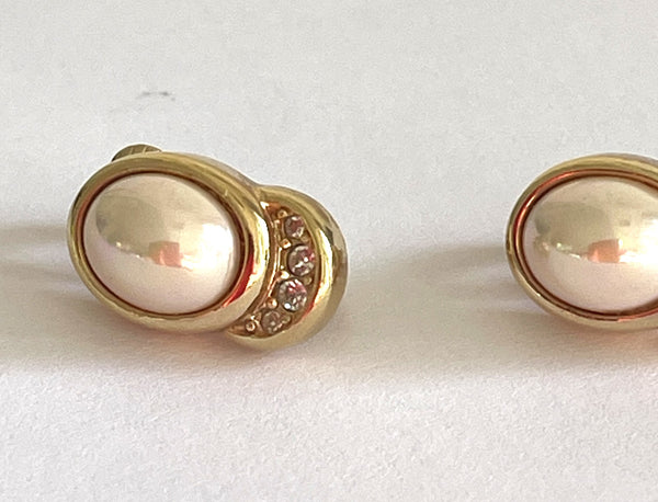 Christian Dior by Grosse Pearl Rhinestone Earrings-Christian Dior-Vintage Online