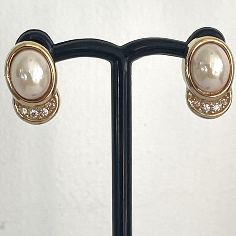 Christian Dior by Grosse Pearl Rhinestone Earrings-Christian Dior-Vintage Online