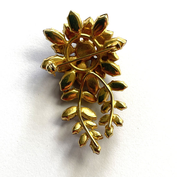 Cognac Coloured Rhinestone Vintage Brooch-Vintageonline-Vintage Online