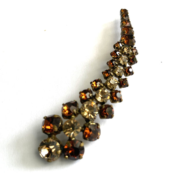 Cognac and Pale Gold Rhinestone 60's Vintage Brooch-Vintageonline-Vintage Online