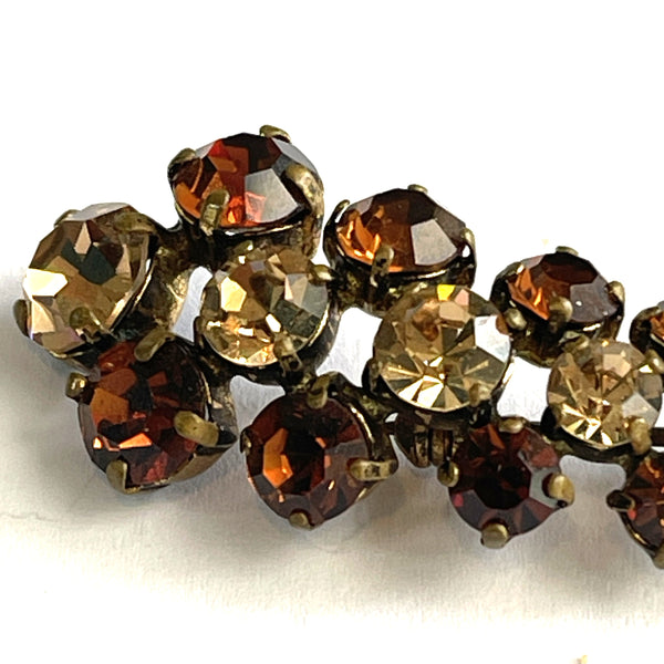 Cognac and Pale Gold Rhinestone 60's Vintage Brooch-Vintageonline-Vintage Online