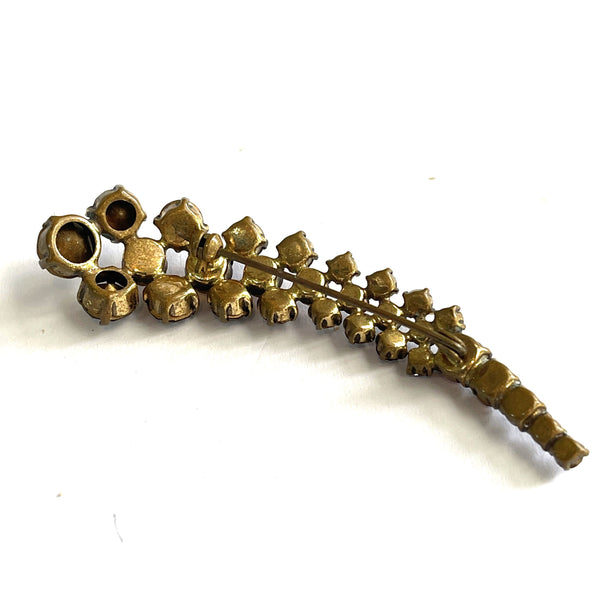 Cognac and Pale Gold Rhinestone 60's Vintage Brooch-Vintageonline-Vintage Online