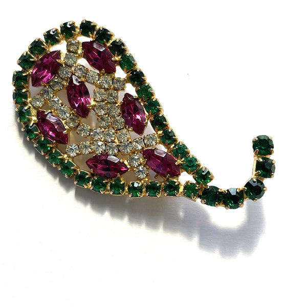 Coloured Rhinestone Vintage Brooch-Vintageonline-Vintage Online