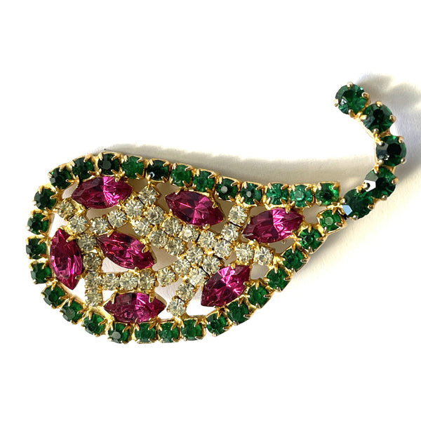 Coloured Rhinestone Vintage Brooch-Vintageonline-Vintage Online