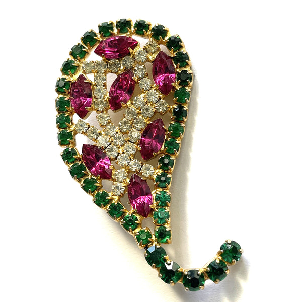 Coloured Rhinestone Vintage Brooch-Vintageonline-Vintage Online
