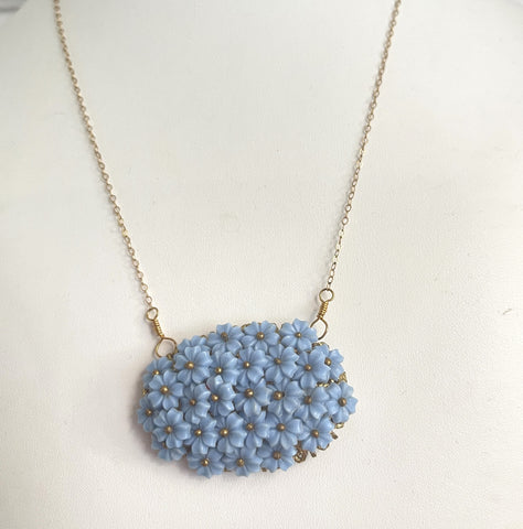 Cornflower Blue Lucite Floral Vintage Pendant-Vintageonline-Vintage Online