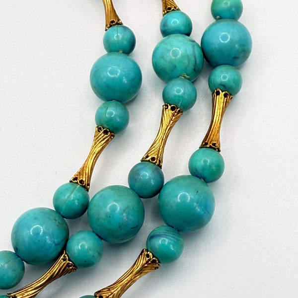 Coro Layered Turquoise Bead Choker Necklace-Vintageonline-Vintage Online