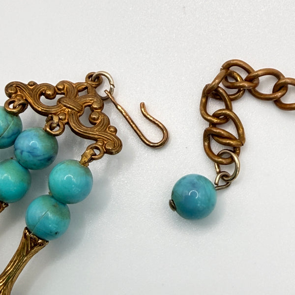 Coro Layered Turquoise Bead Choker Necklace-Vintageonline-Vintage Online