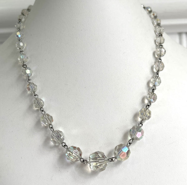 Crystal Bead Single Strand 1950's Necklace-Vintageonline-Vintage Online