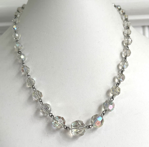 Crystal Bead Single Strand 1950's Necklace-Vintageonline-Vintage Online