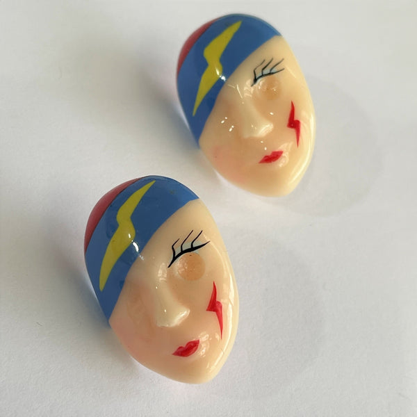 Cute 20's Style Lady Head Earrings-Vintageonline-Vintage Online